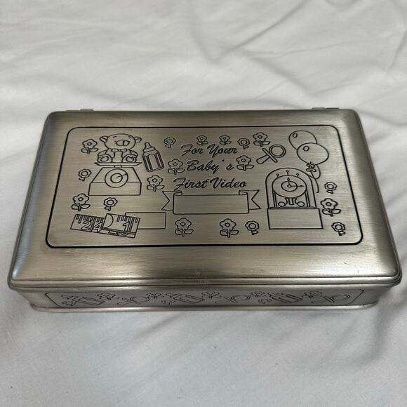 Vintage Baby’s First Video Metal Keepsake Box VHS Holder - Picture 1 of 5